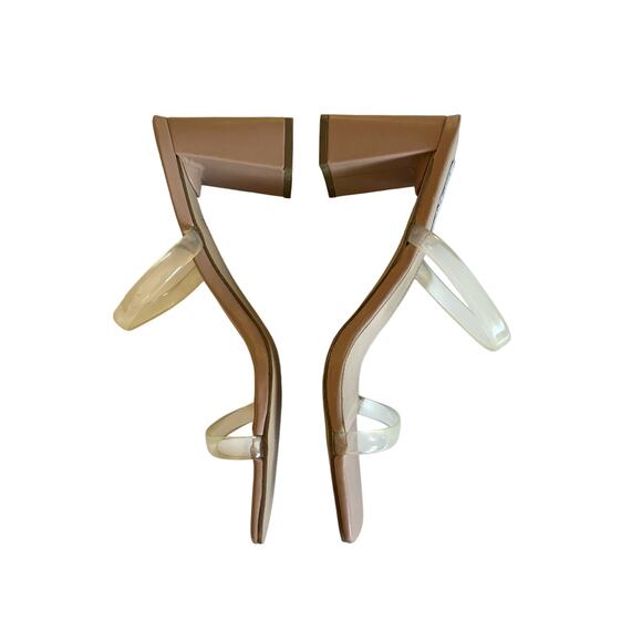 Steve Madden Lilah Tan/Clear Strap Block Heel Sandals Women's Size 10 - Picture 3 of 6